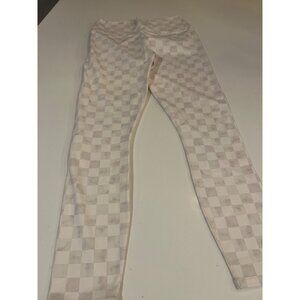 Z Supply Active Womens Large White Checkered Marble Leggings